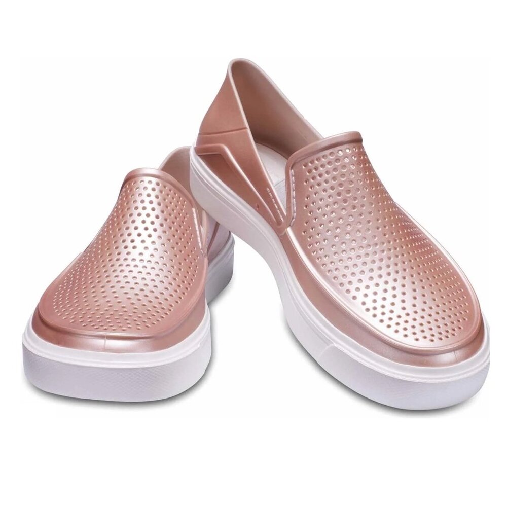 Crocs CitiLane Roka Metallic Slip-Ons NEW Sz 9 Rose Dust